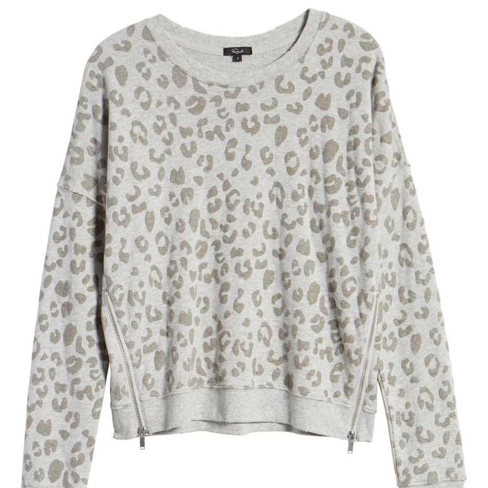 Rails Marlo Leopard Print Side Zip Sweatshirt Sz S